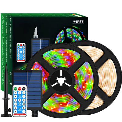 Luzes de tira de LED solares práticas para várias cenas, tira de LED RGB impermeável interna