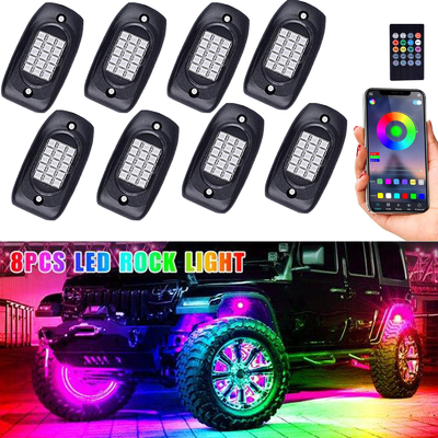 comprar 6000K 12VDC Bluetooth Rock Lights, plástico LED RGB Pod Lights Fabricação em linha