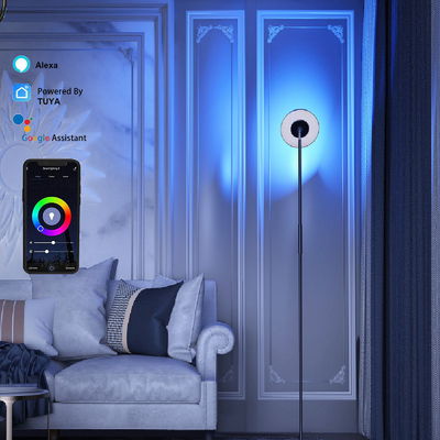 Canto da lâmpada multicena DC 24V RGB, lâmpada de piso com comando de voz LED RGB