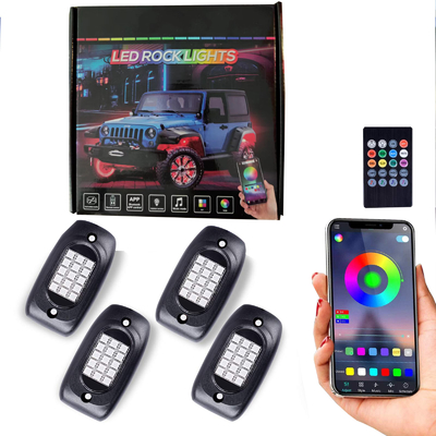 Luzes de rock RGB estável DC 12V com controle remoto 8 peças Neon Underglow