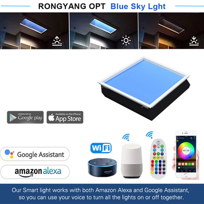 Luz de painel de teto LED dimmable inteligente, controlada remotamente, perfeita para espaços comerciais