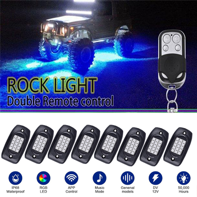 Multi Scene 8 Pod RGB Rock Lights Controle de APP estável com modo de música