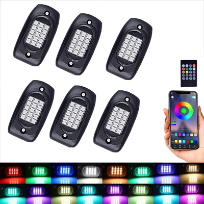 Luzes de pedra LED Bluetooth multicena à prova de poeira, luzes de LED RGB à prova d'água IP68