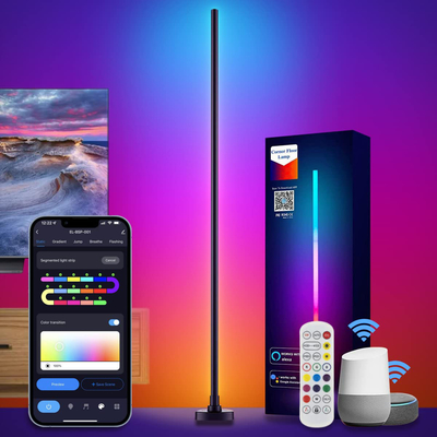 Lâmpada de piso de canto RGB infravermelho para sala de estar com controle remoto com modo de música