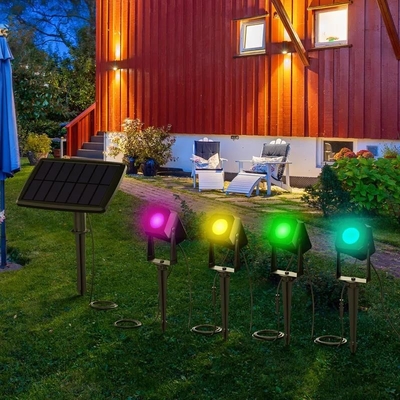 Holofotes ao ar livre coloridos de paisagem solar à prova d'água para pátio de jardim