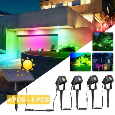 Holofotes para exteriores coloridos reguláveis ​​solares à prova d'água Smart Control