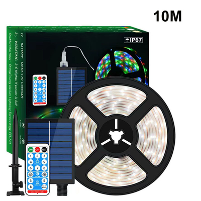 Comprimento 5M 10M LED Solar Tira Luz 2835 Exterior À Prova D' Água Branco Quente