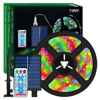 Luzes de fita solar à prova de calor CE, luzes de tira de controle remoto movidas a energia solar ao ar livre