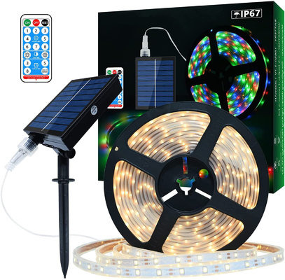 2835 Luzes de fita de LED solar reguláveis, Luzes de fita de LED multicena movidas a energia solar
