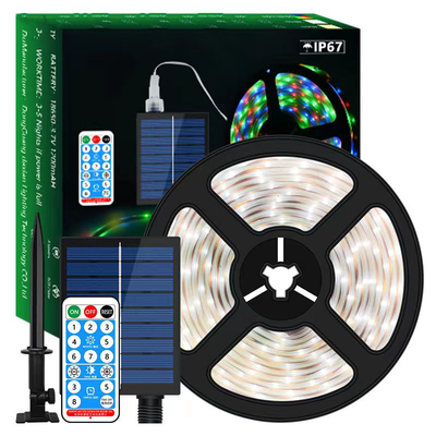Luzes de tira de jardim de Natal ao ar livre Solar CCT 3000K Comprimento 5M