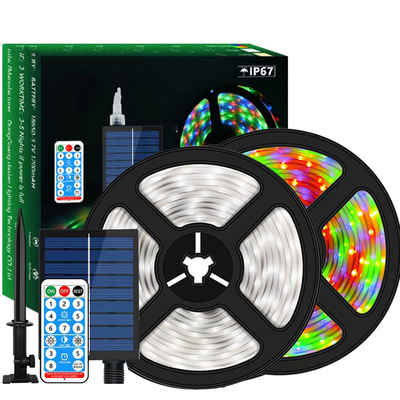 Fita de luzes SMD2835 à prova d'água solar, fita de LED RGB com energia solar estável