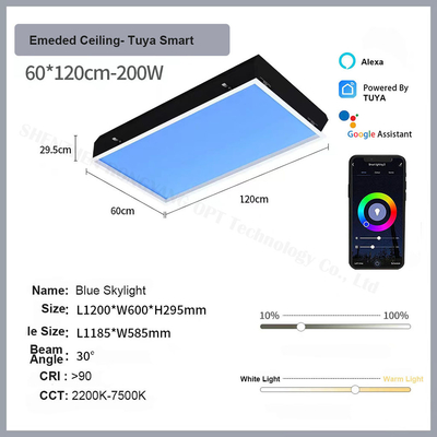 150W LED clarabóia teto painel de terapia de luz simular luz natural e azul do céu