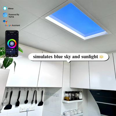 600x600 Céu Azul Artificial Led Claraboia Painel de Teto Tuya Wifi Controle Remoto